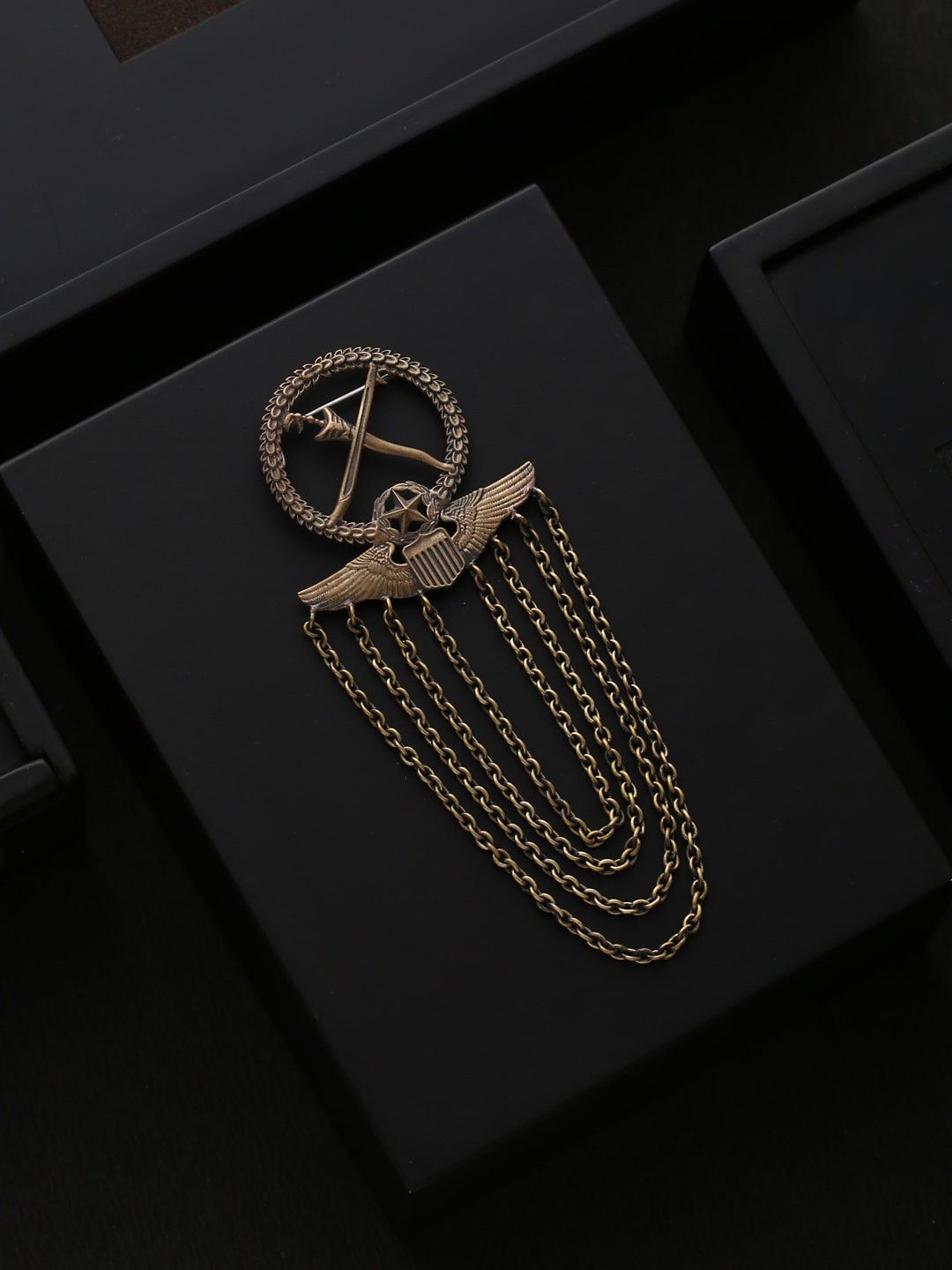 

COSA NOSTRAA Men Antique Gold-Toned Royal Army Symbol Brooch