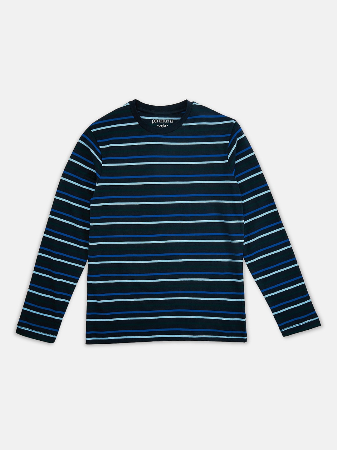 

Pantaloons Junior Boys Navy Blue Striped High Neck T-shirt