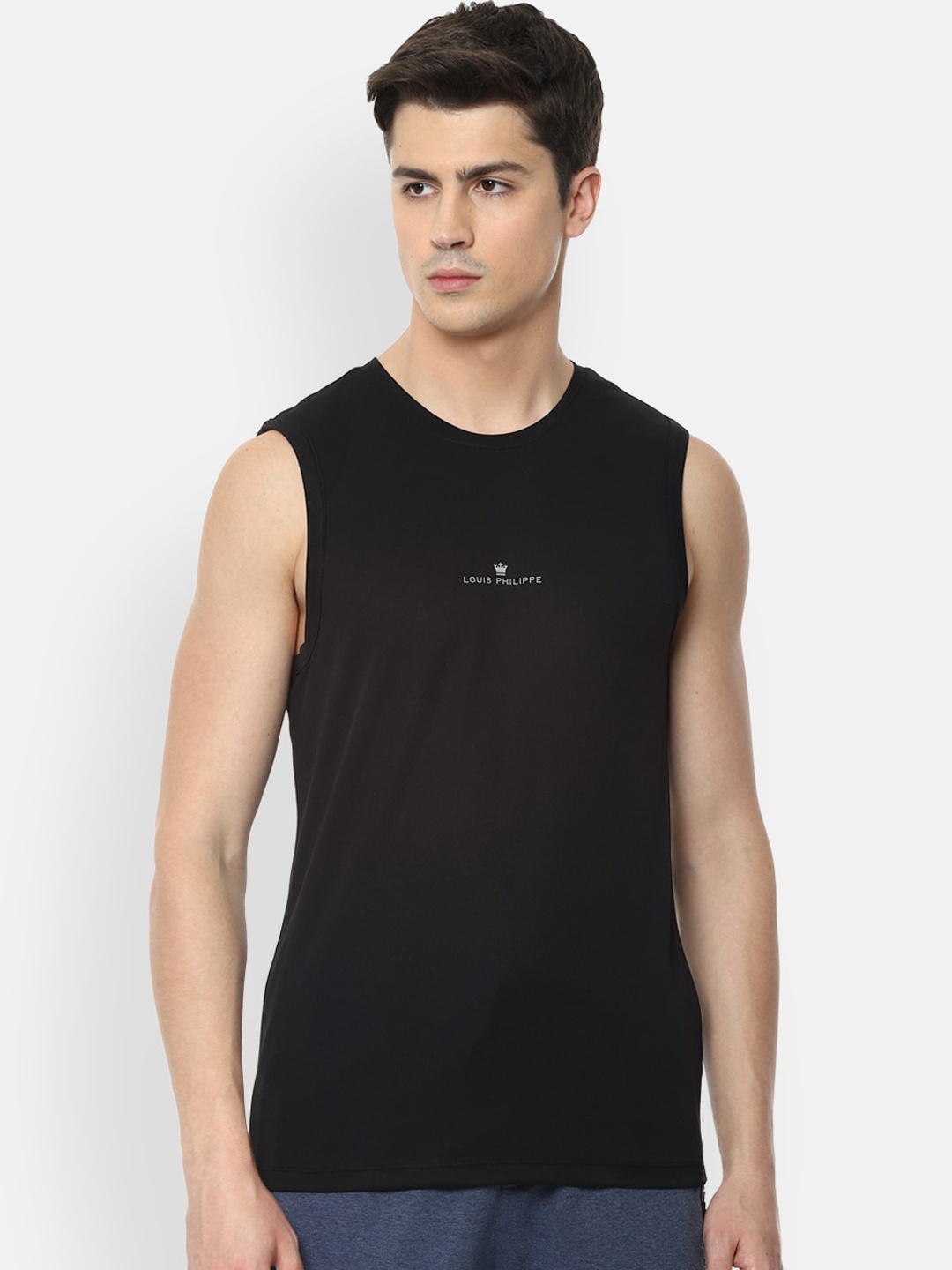 

Louis Philippe Men Black Solid Round Neck T-shirt