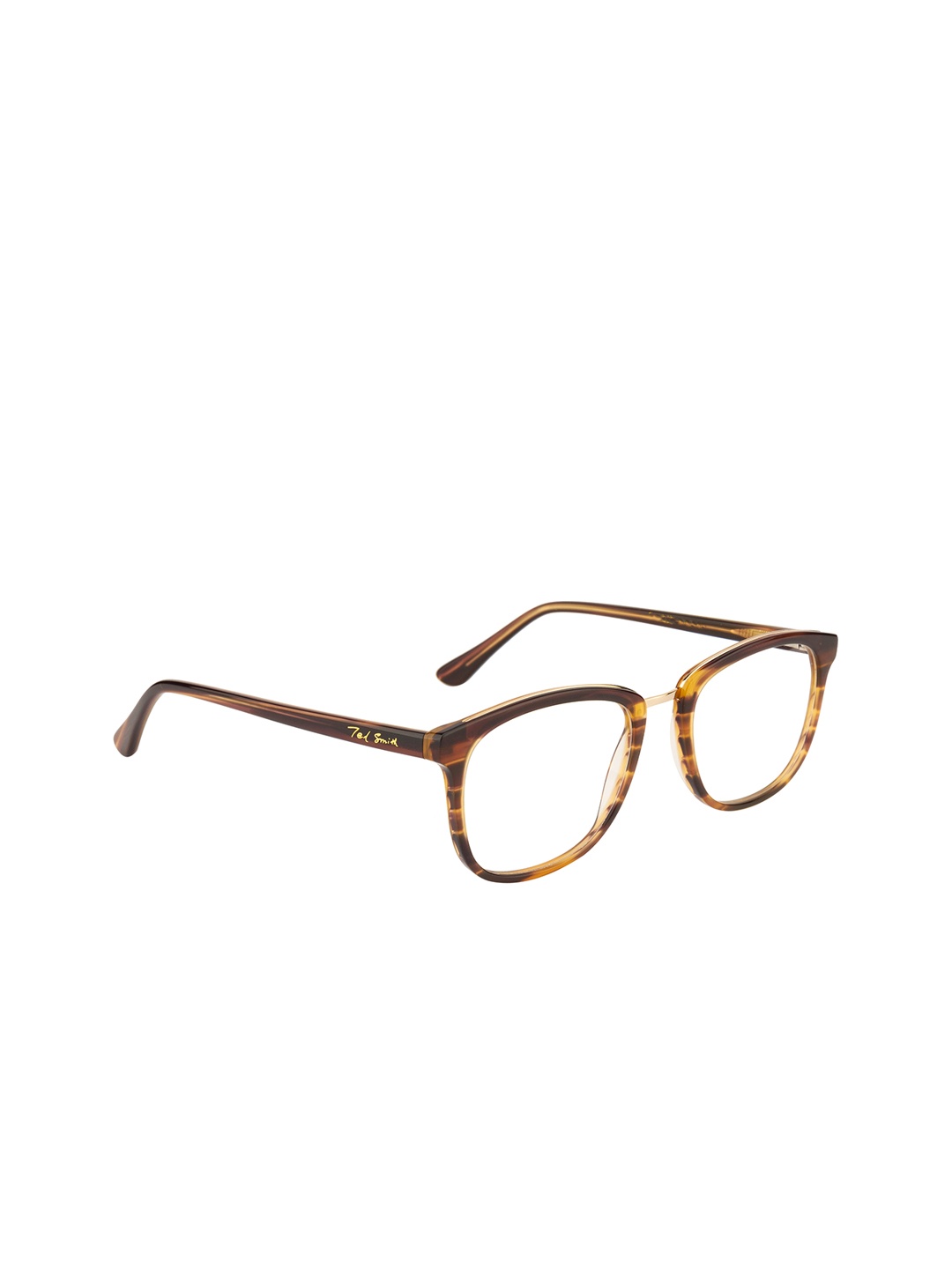 

Ted Smith Unisex Brown & Khaki Tortoise Shell Full Rim Wayfarer Frames TSF-129_C8