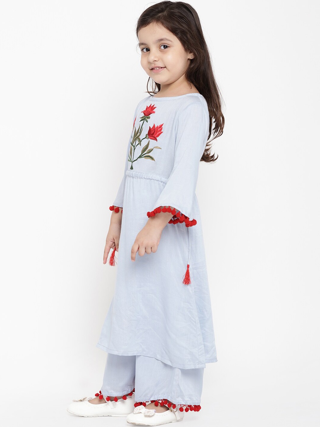 

Bitiya by Bhama Girls Blue Printed Kurta with Palazzos