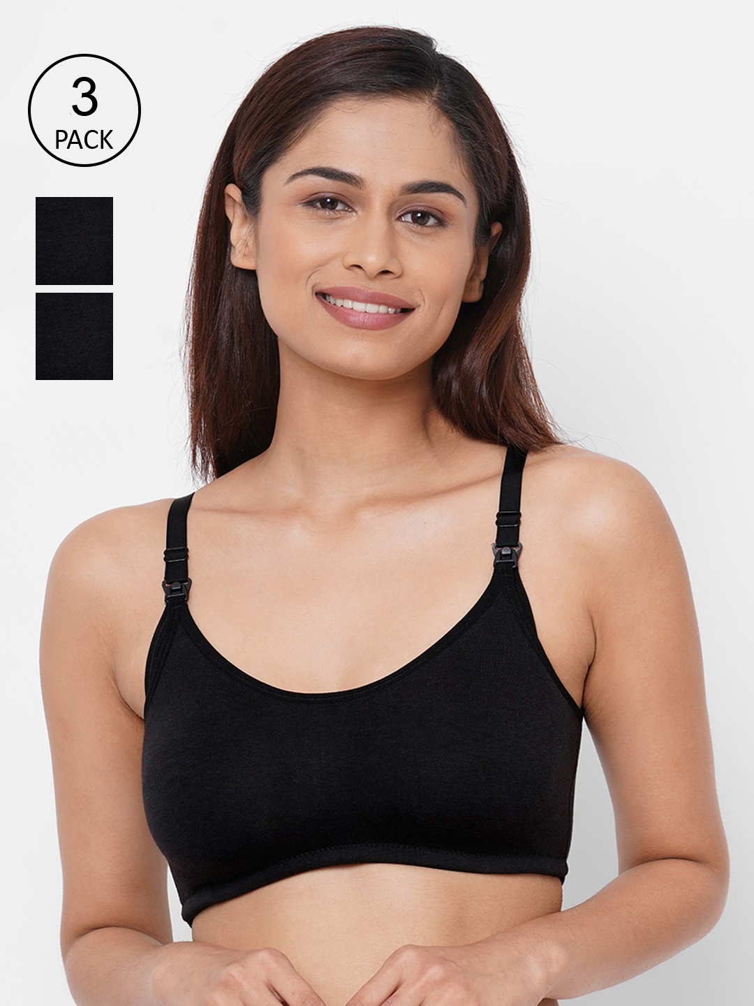 

Inner Sense Black Solid Non-Wired Non Padded Pack of 3 Maternity Bra
