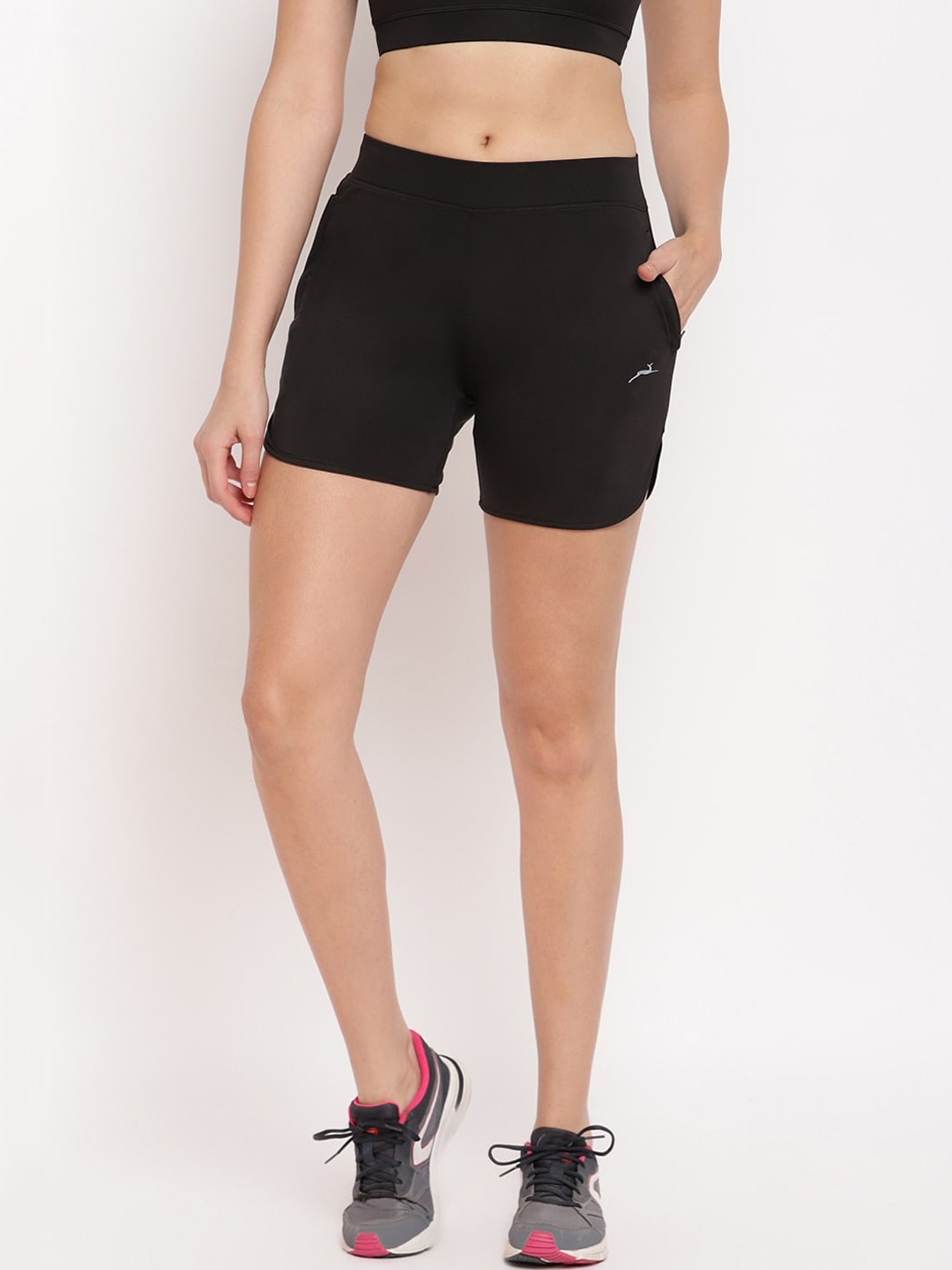 

Marc Loire Women Black Solid Regular Fit Sports Shorts