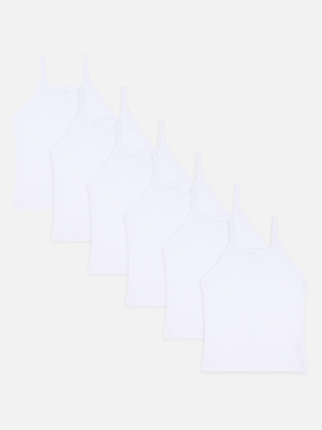 Bodycare Kids Girls Pack Of 6 White Solid Camisoles
