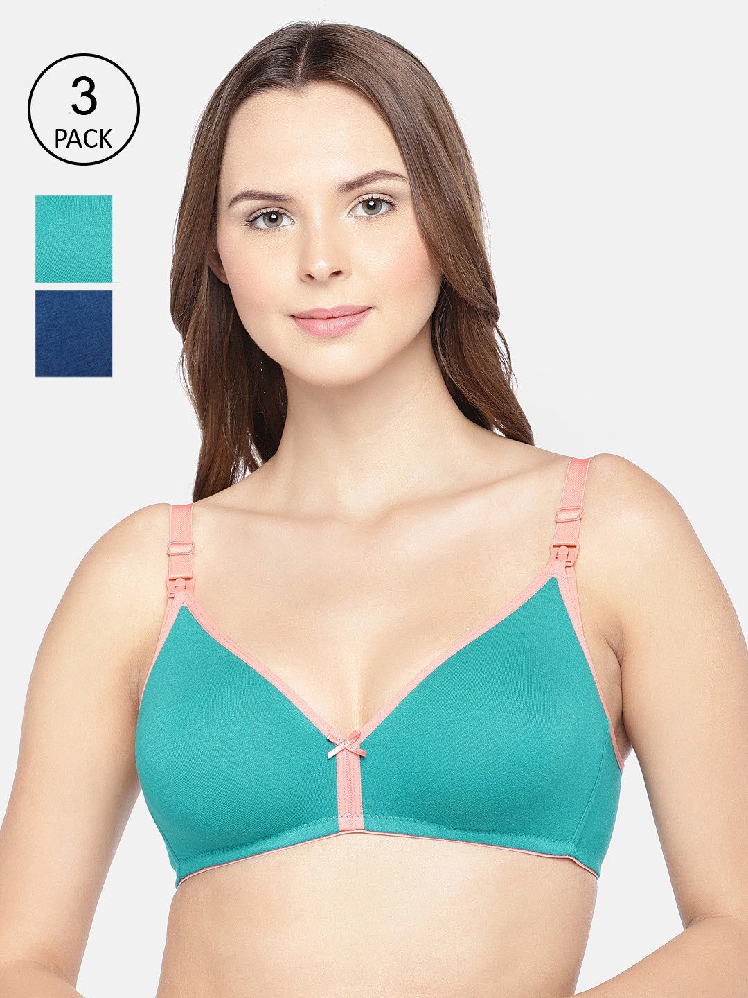 

Inner Sense Pack of 3 Solid Non-Wired Non Padded Maternity Bra IMB006A_6A_6B, Blue