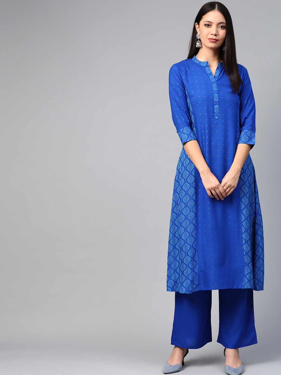 

ZIYAA Women Blue Printed Kurta with Palazzos