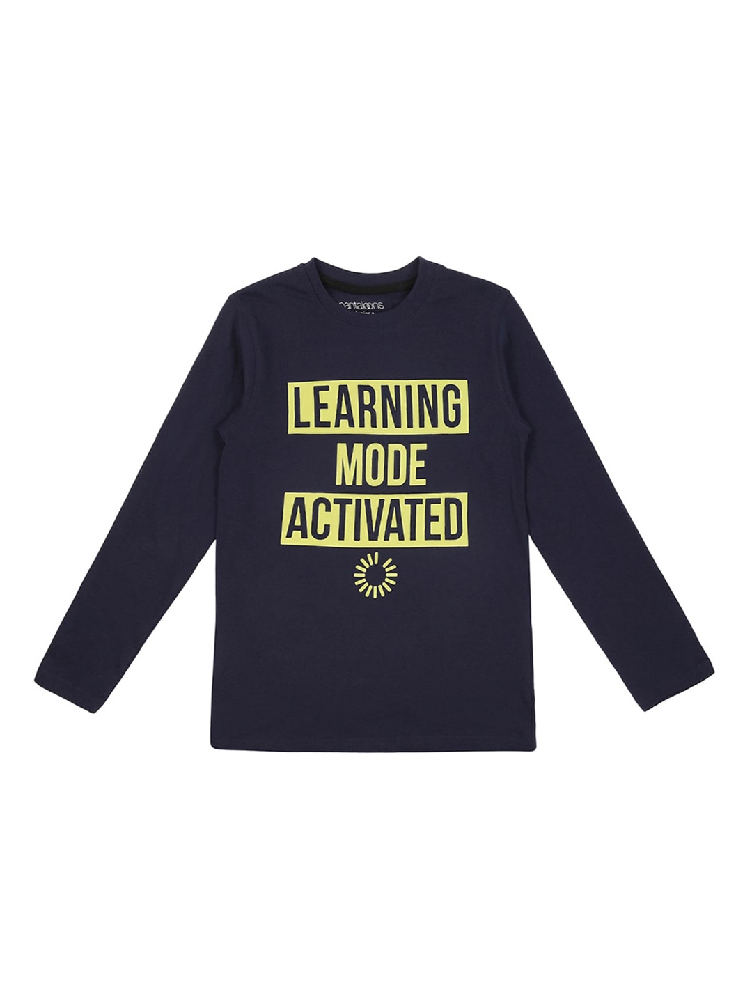 Pantaloons Junior Boys Navy Blue Printed Round Neck Cotton Pure Cotton T-shirt