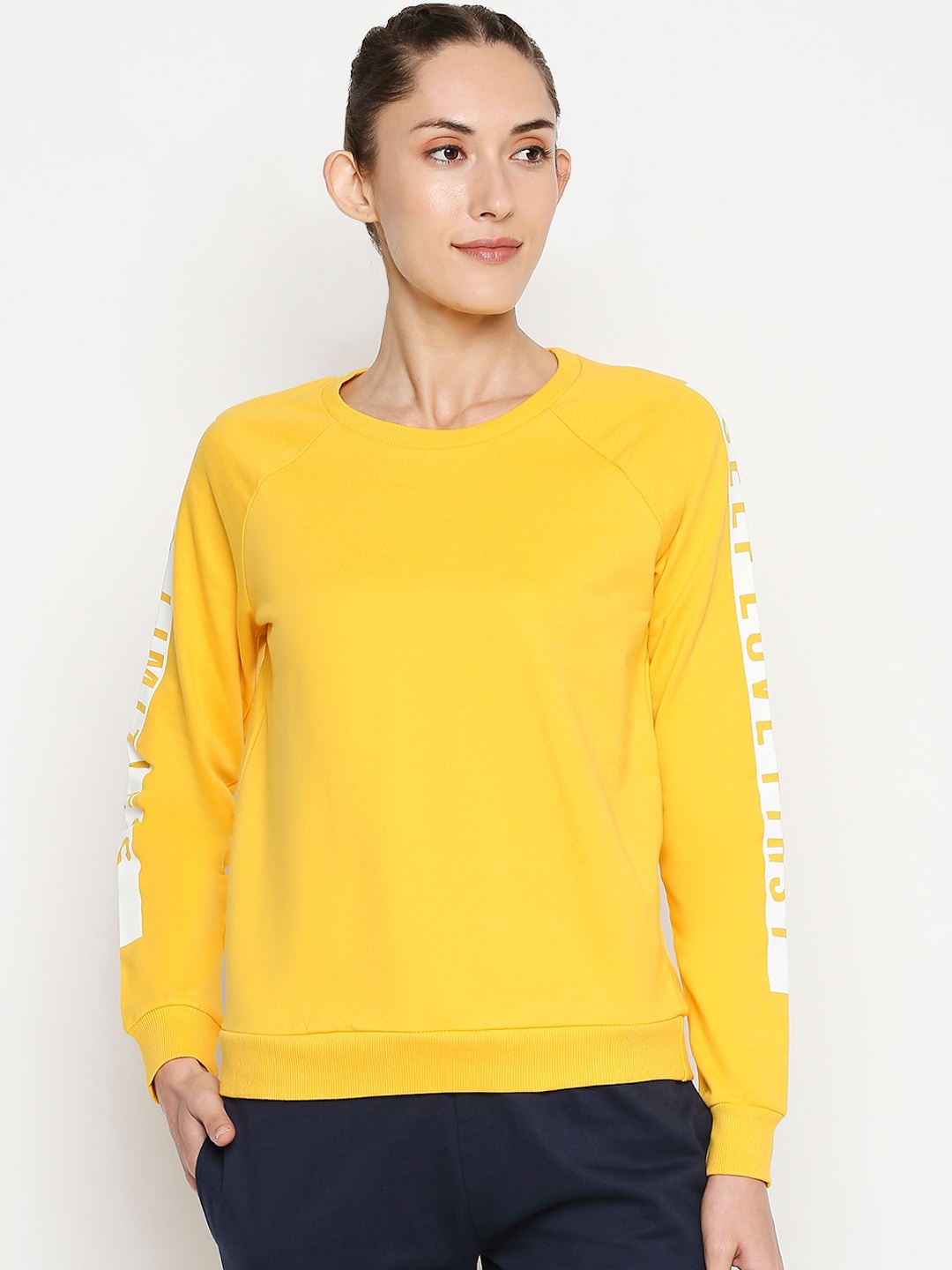 

Ajile by Pantaloons Women Yellow & White Printed Sweatshirt