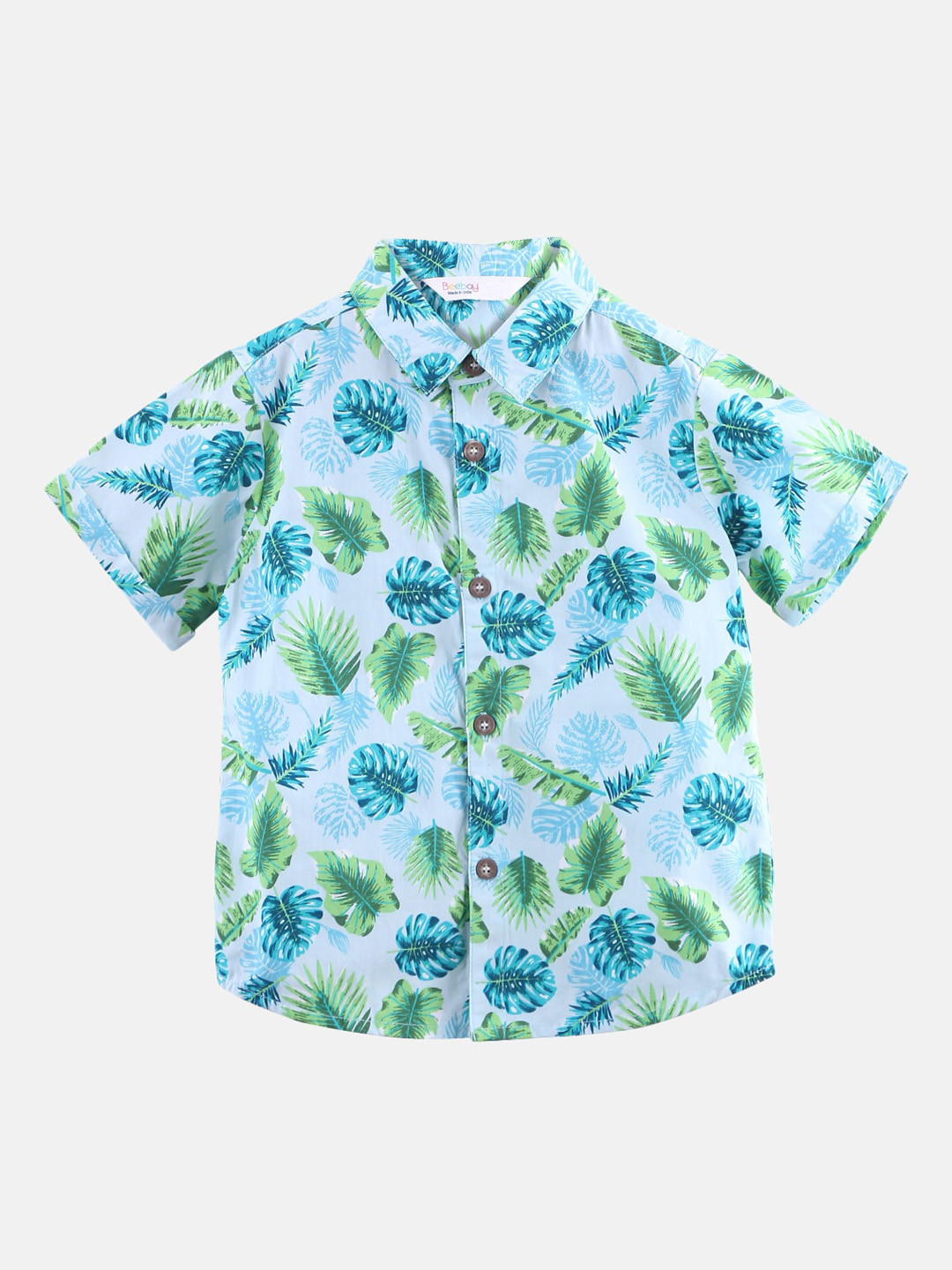 

Beebay Boys Blue & Green Regular Fit Printed Casual Shirt