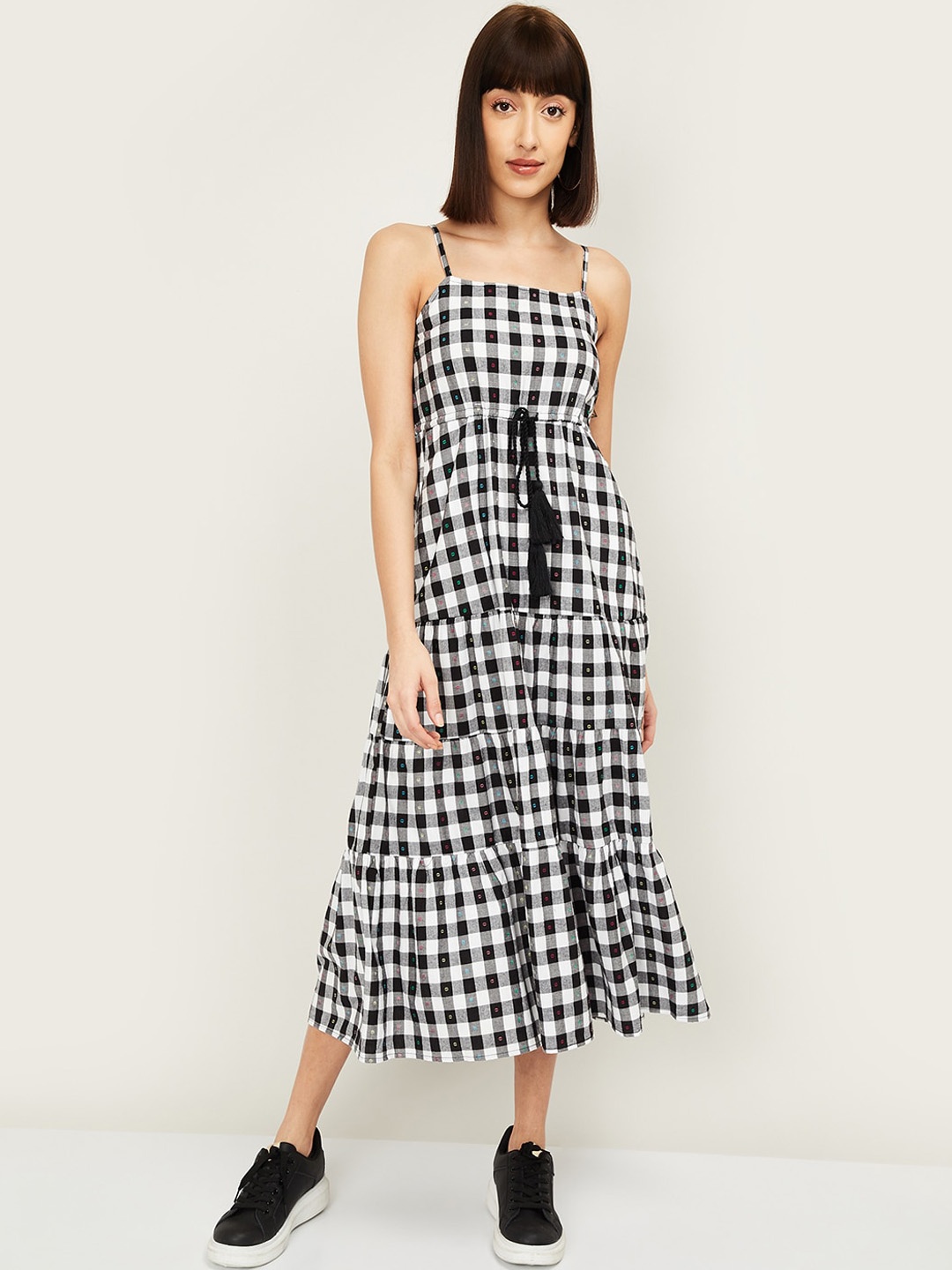 

Ginger by Lifestyle Women Black Checked A-Line Dress