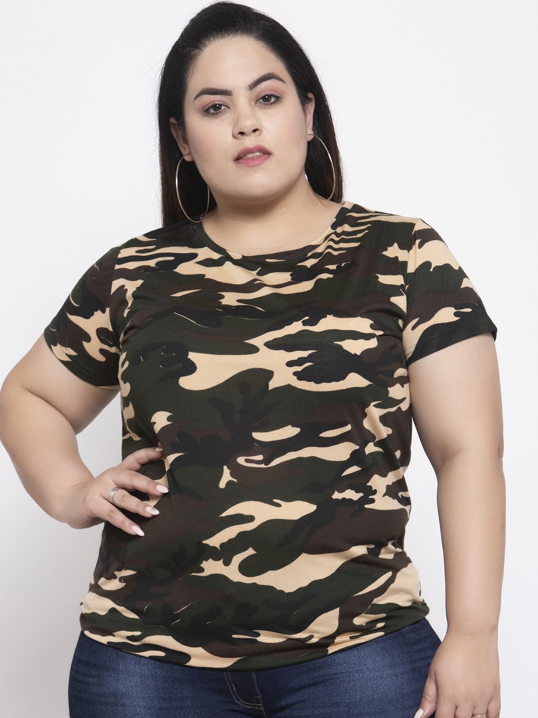 

plusS Women Multicoloured Printed Round Neck T-shirt, Multi