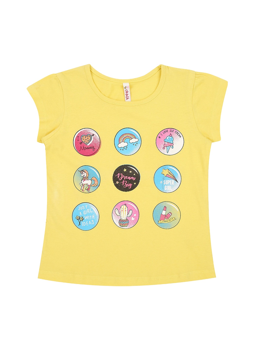 

CHALK by Pantaloons Girls Yellow Printed Round Neck T-shirt