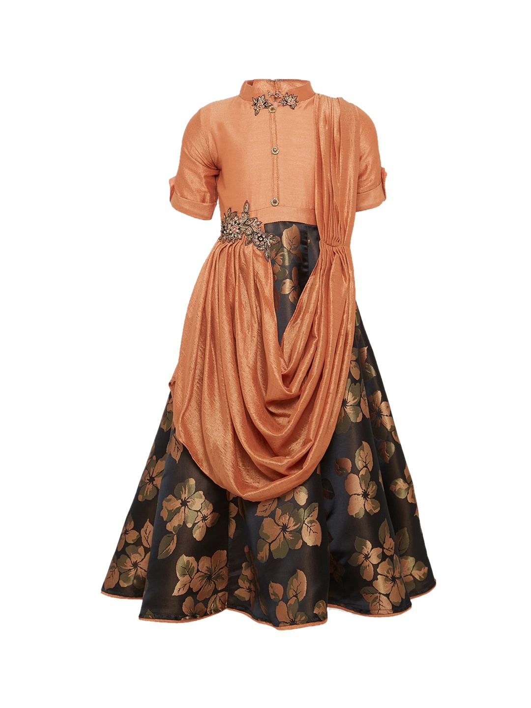 

BETTY Girls Coral Printed Maxi Dress
