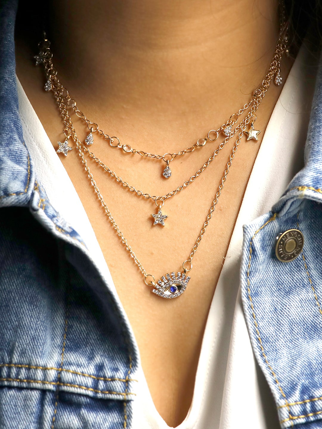 

JOKER & WITCH Gold-Plated & Blue Alloy Layered Necklace