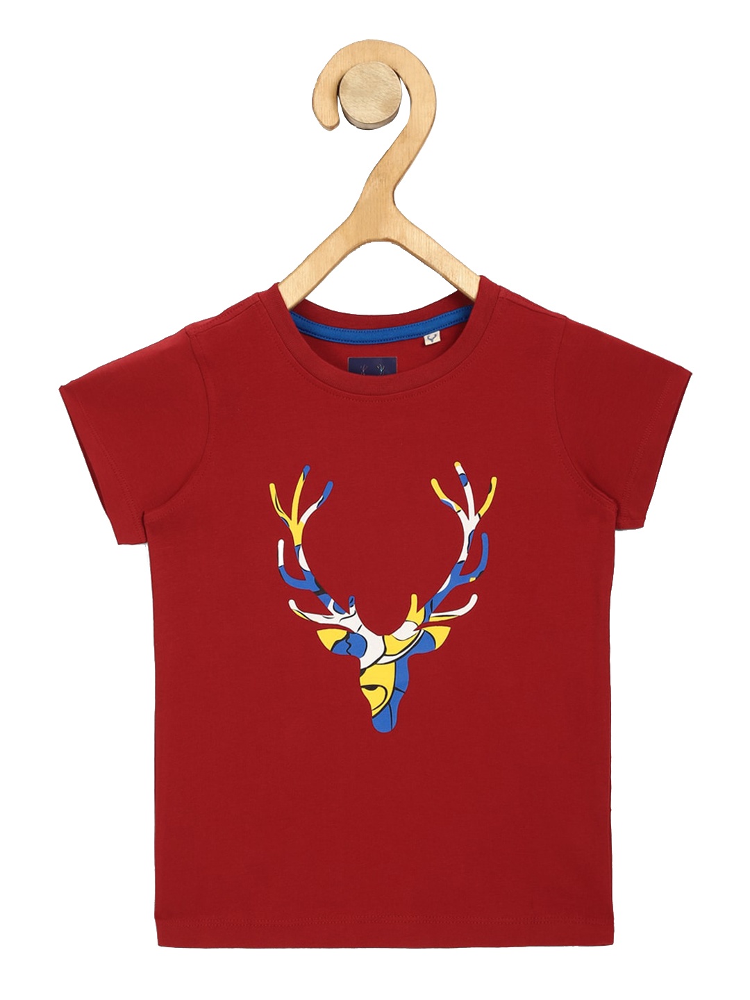 

Allen Solly Junior Boys Red Blue Printed Round Neck Cotton Pure Cotton T-shirt