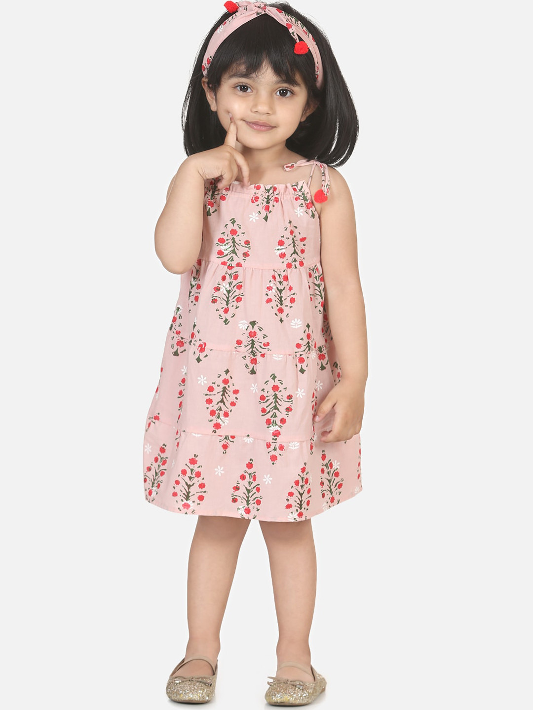 

BownBee Girls Pink Printed A-Line Dress
