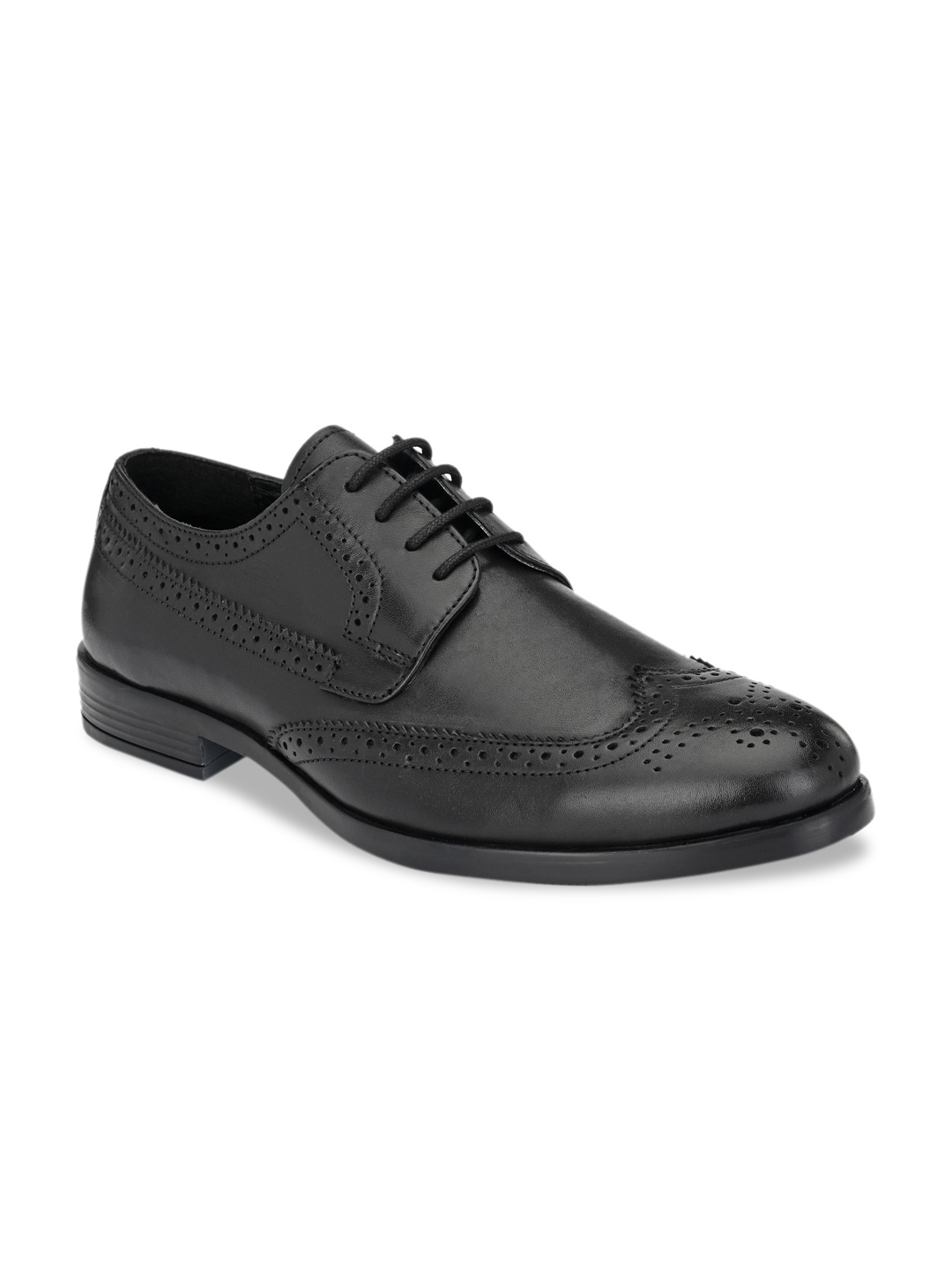 

San Frissco Men Black Solid Leather Formal Brogues
