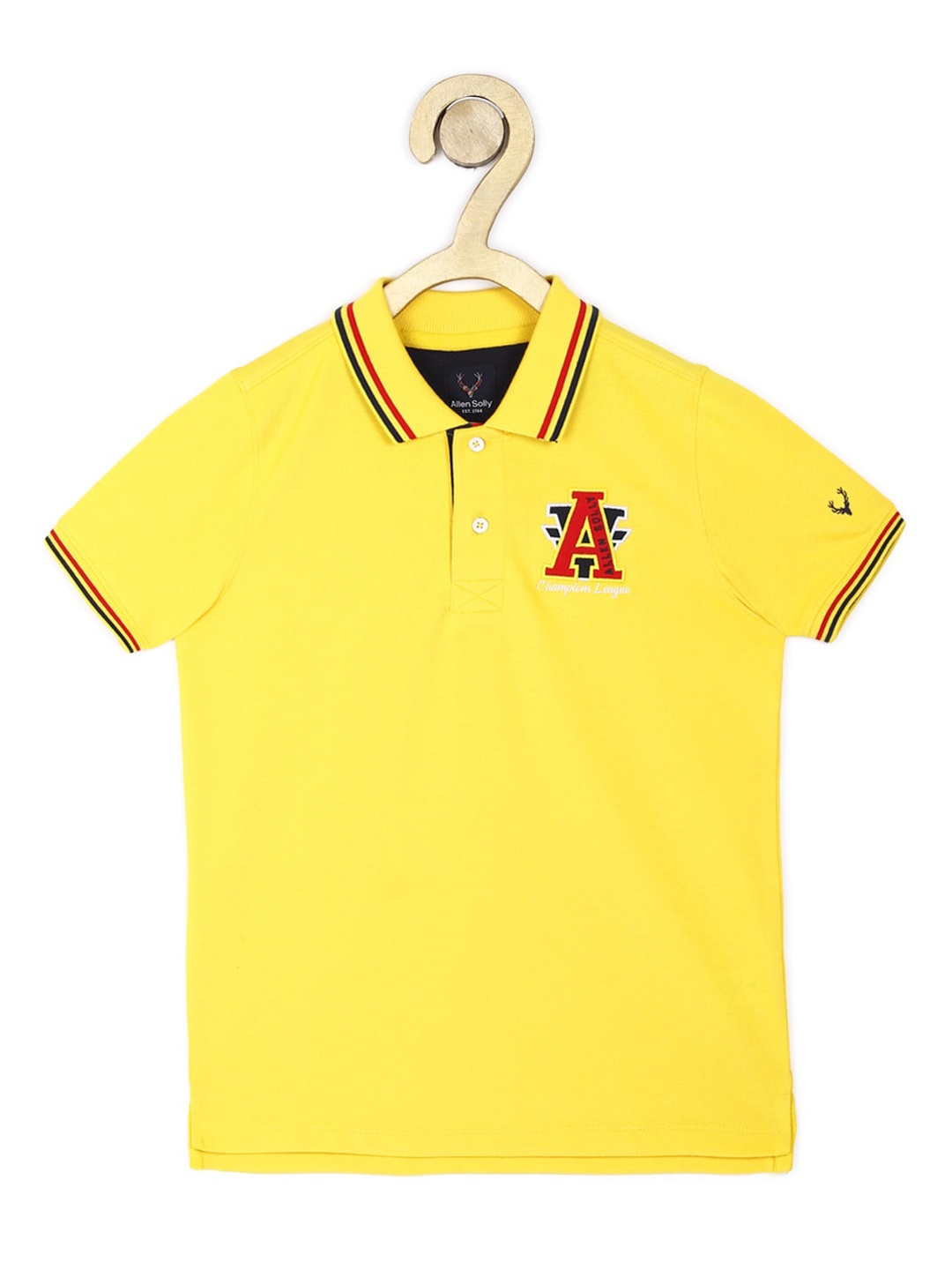 Allen Solly Junior Boys Yellow Solid Polo Collar T-shirt