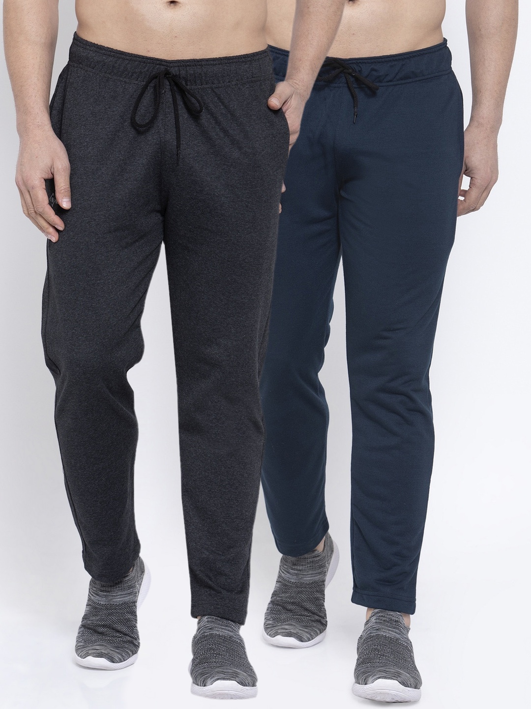 

NEUDIS Men Pack Of 2 Solid Structured Fit Track Pants, Charcoal