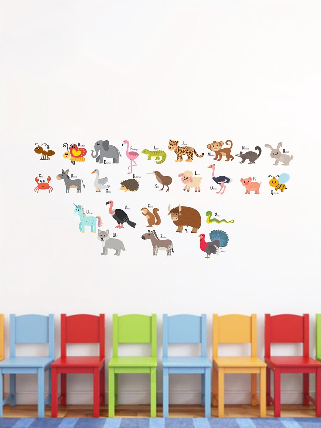 

rawpockets Brown & Grey ABCD Cartoon Animals Wall Sticker