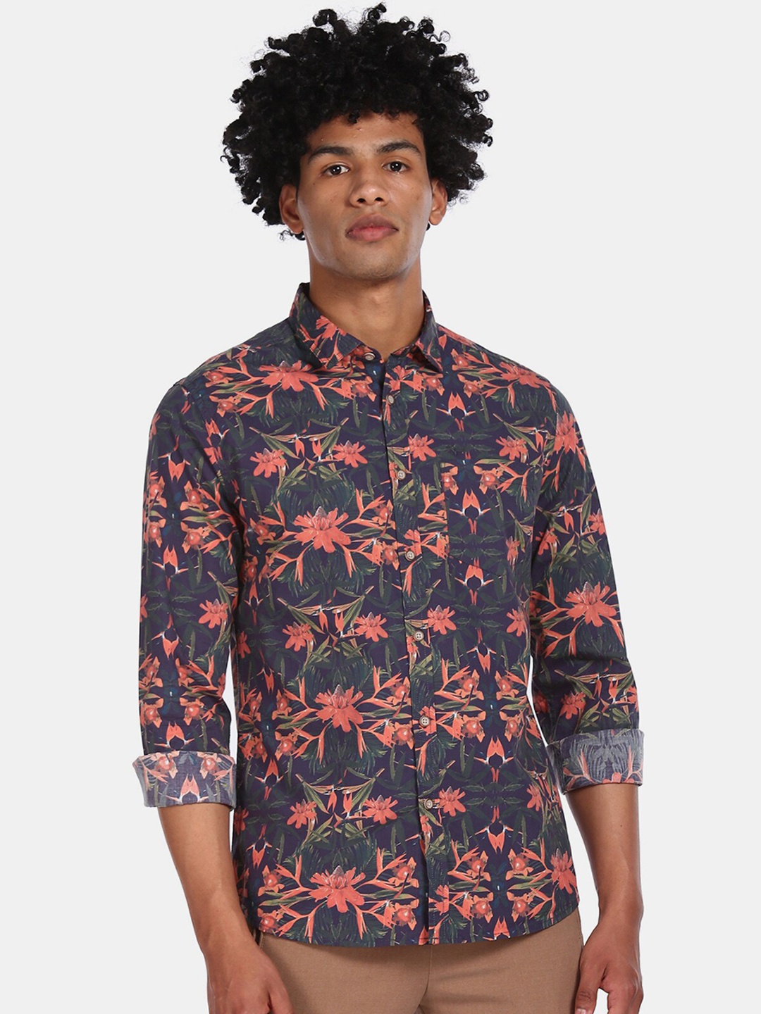 

Flying Machine Men Blue Regular Fit Printed Casual Shirt