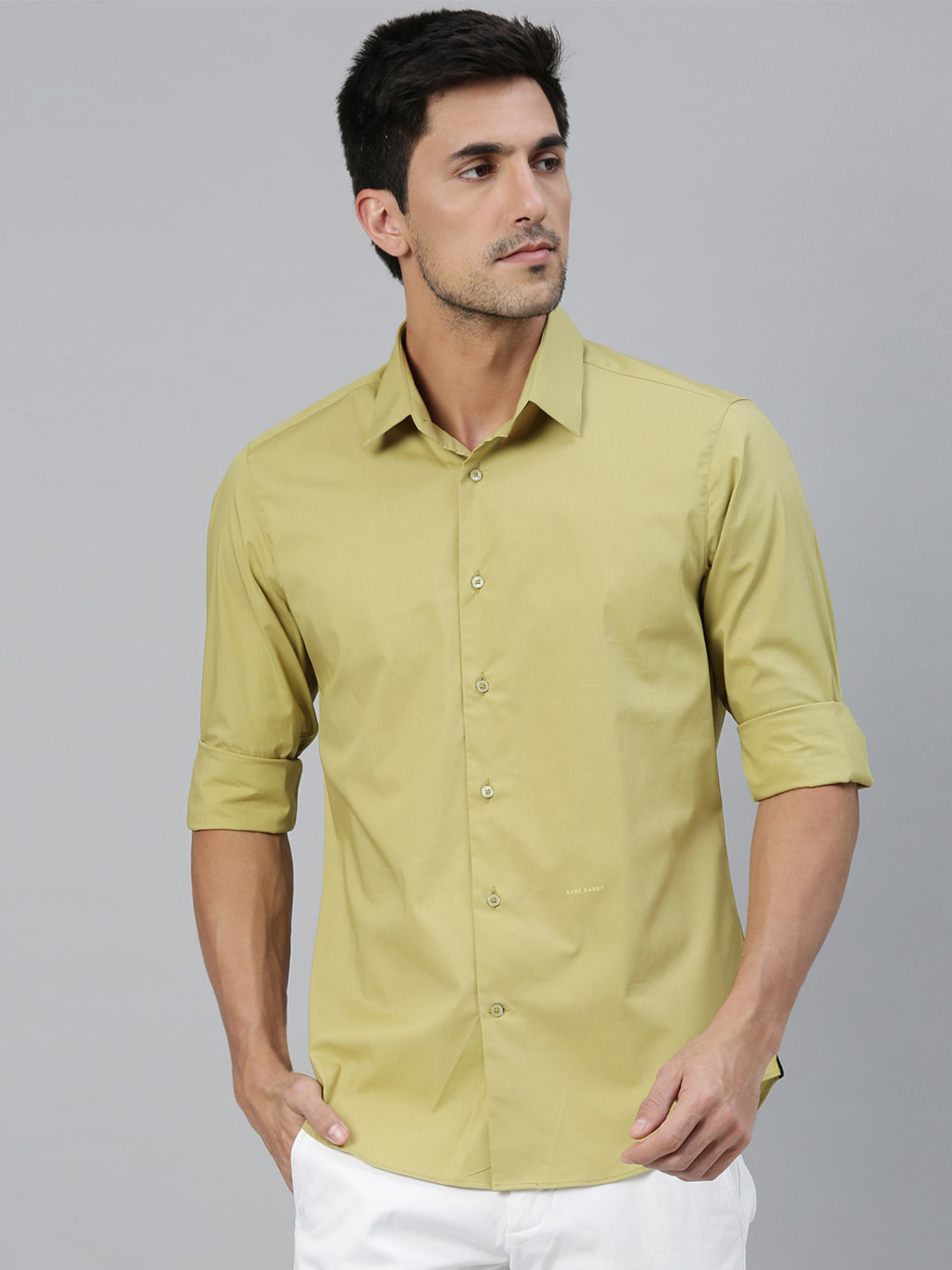 

RARE RABBIT Men Neutrons Regular Fit Solid Shirt, Green