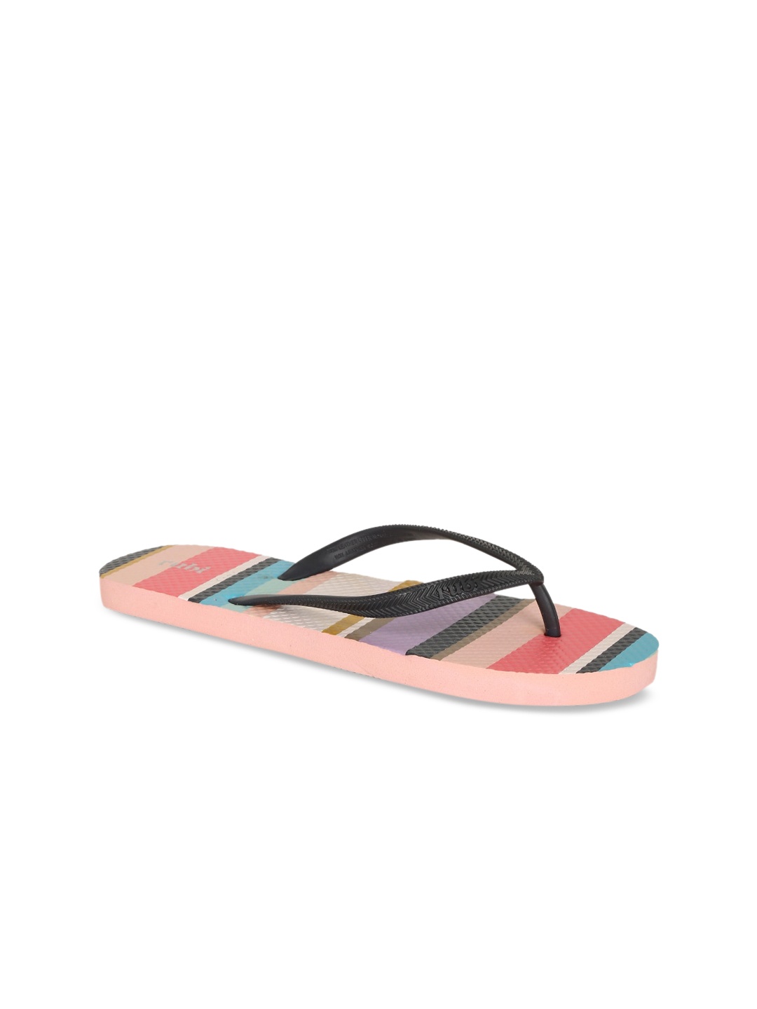 

rubi Women Multicoloured Striped Thong Flip-Flops, Multi