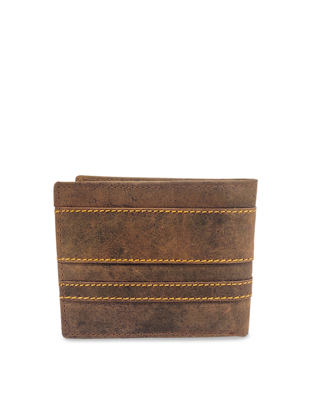 

WENZEST Men Khaki Solid Two Fold Wallet