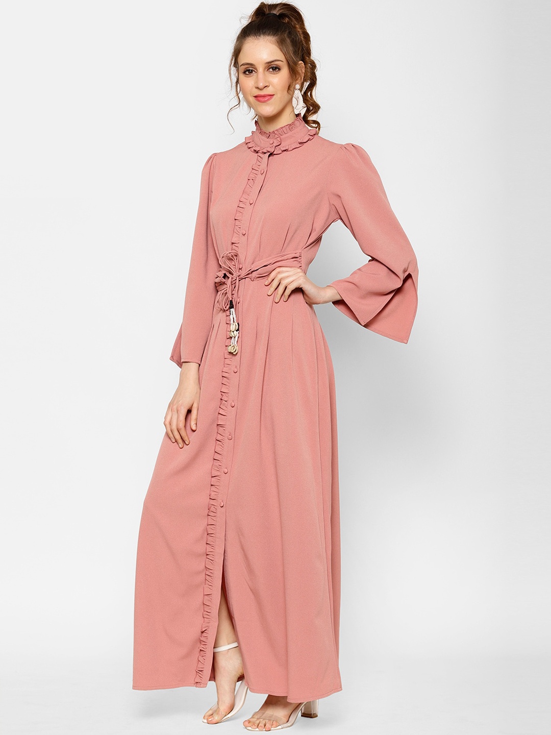 

KASSUALLY Women Pink Solid Maxi Dress