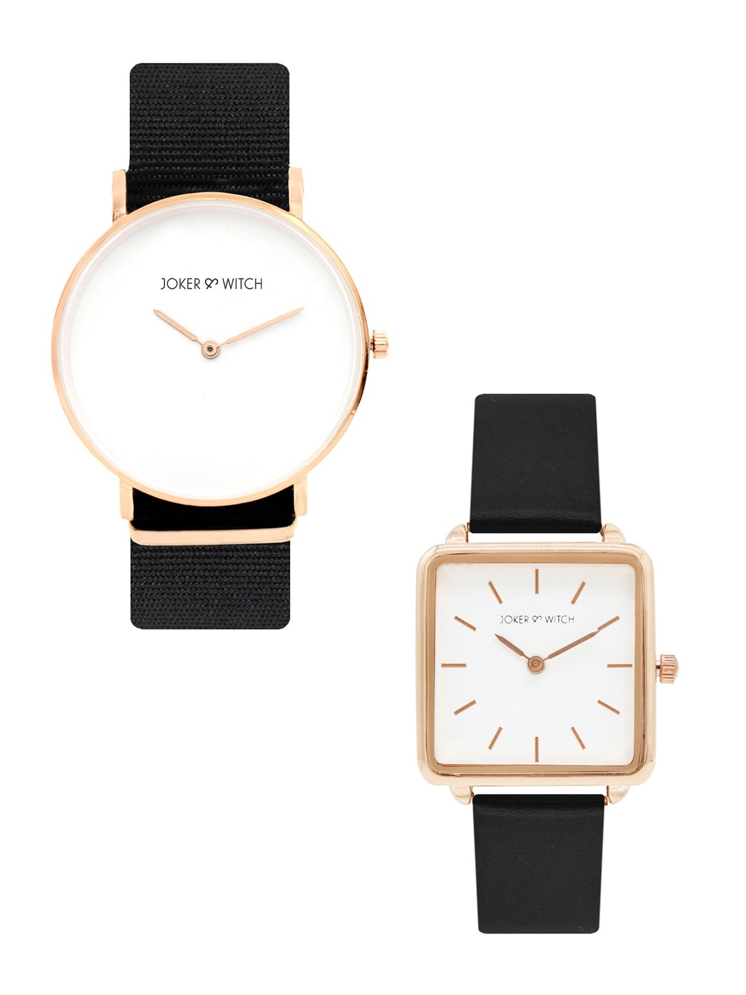 

JOKER & WITCH Unisex White & Black Philip & Aurora Couple Watch Gift Set JWCW208