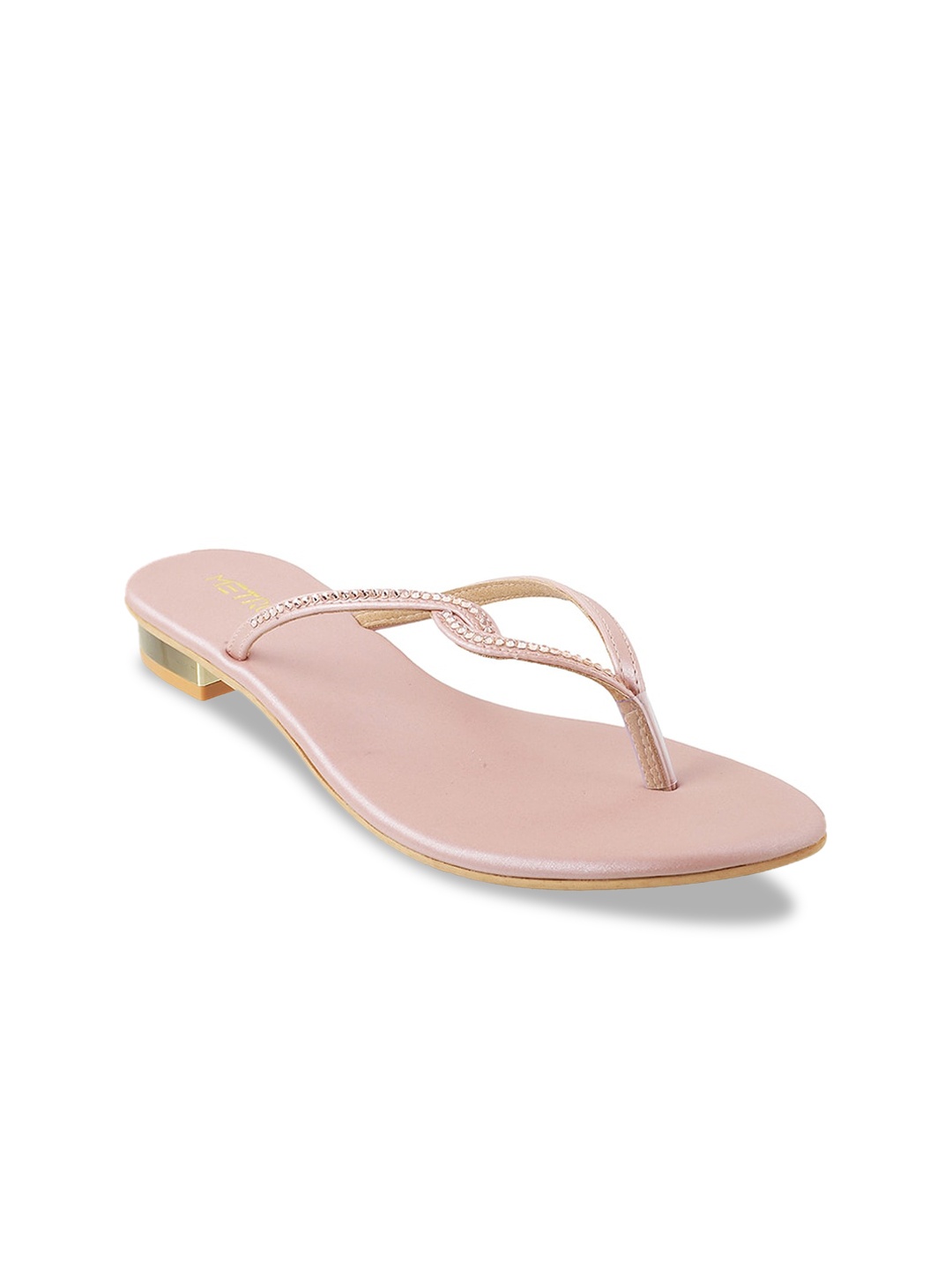 

Metro Women Peach-Coloured Solid Open Toe Flats