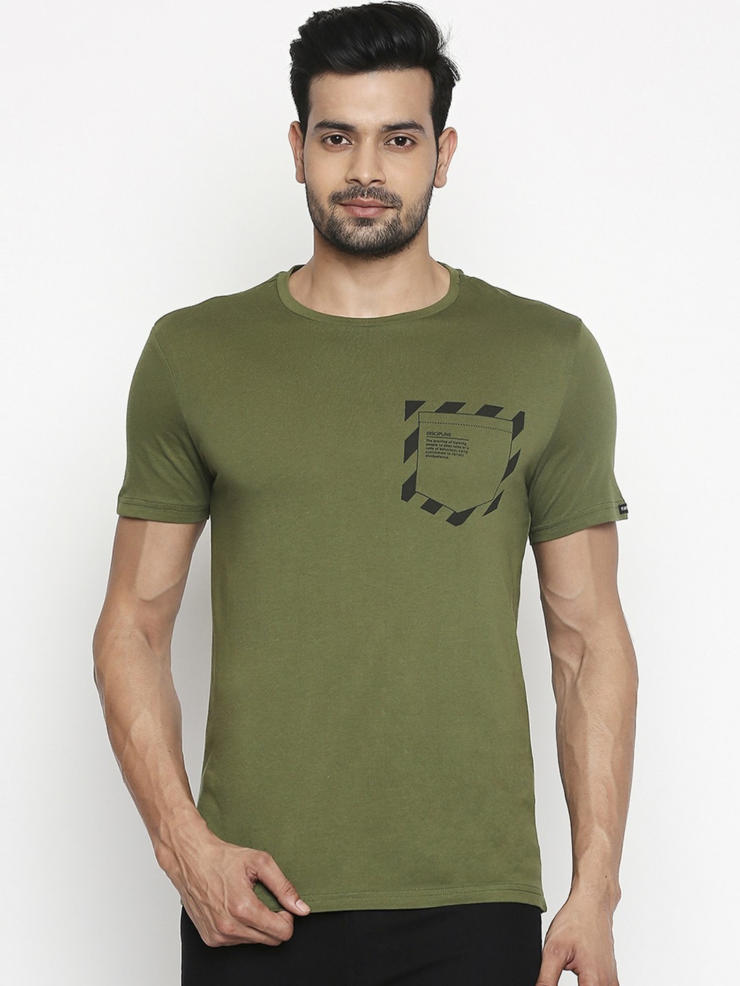 

People Men Multicoloured Solid Round Neck T-shirt, Multi