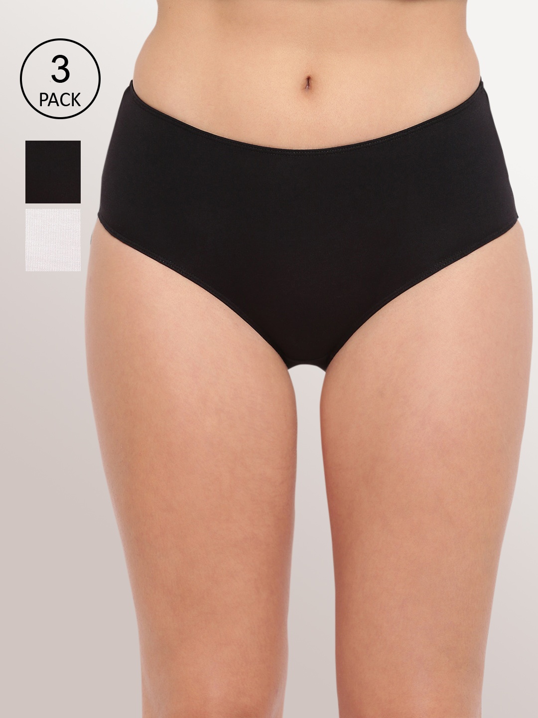 BASIICS by La Intimo Women Pack Of 3 Solid Hipster Briefs FB11B2G0W1, Black