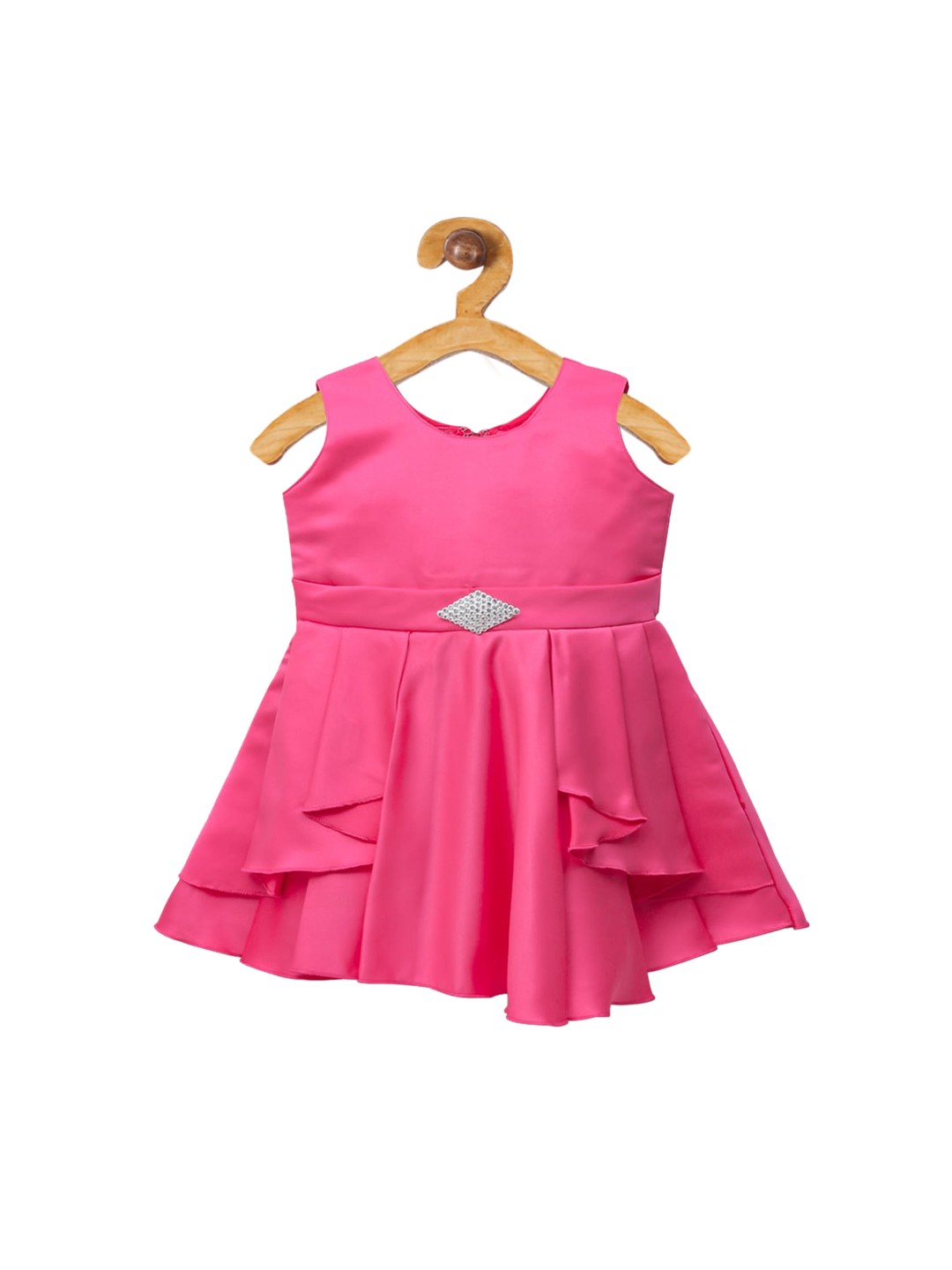 

The Magic Wand Girls Pink Solid Fit and Flare Dress