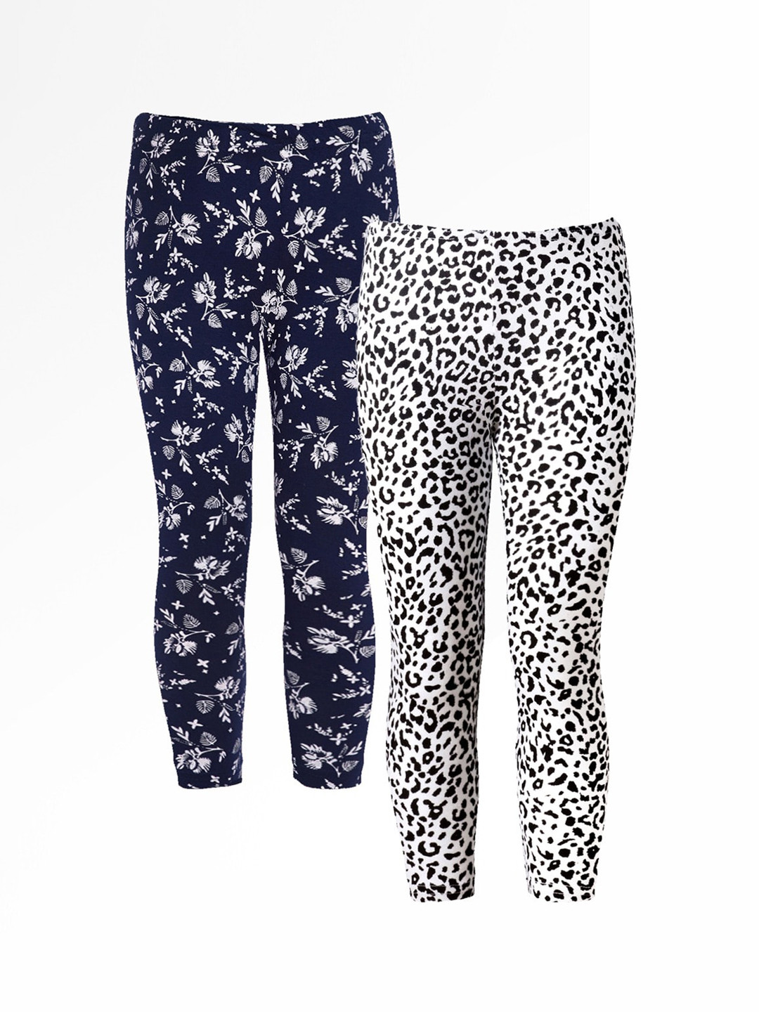 

Naughty Ninos Girls Pack Of 2 Printed Ankle-Length Leggings, Navy blue