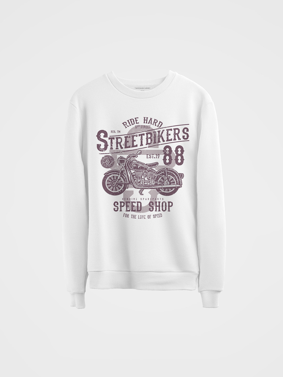 

THREADCURRY Kids White Biking Printed Sweatshirt