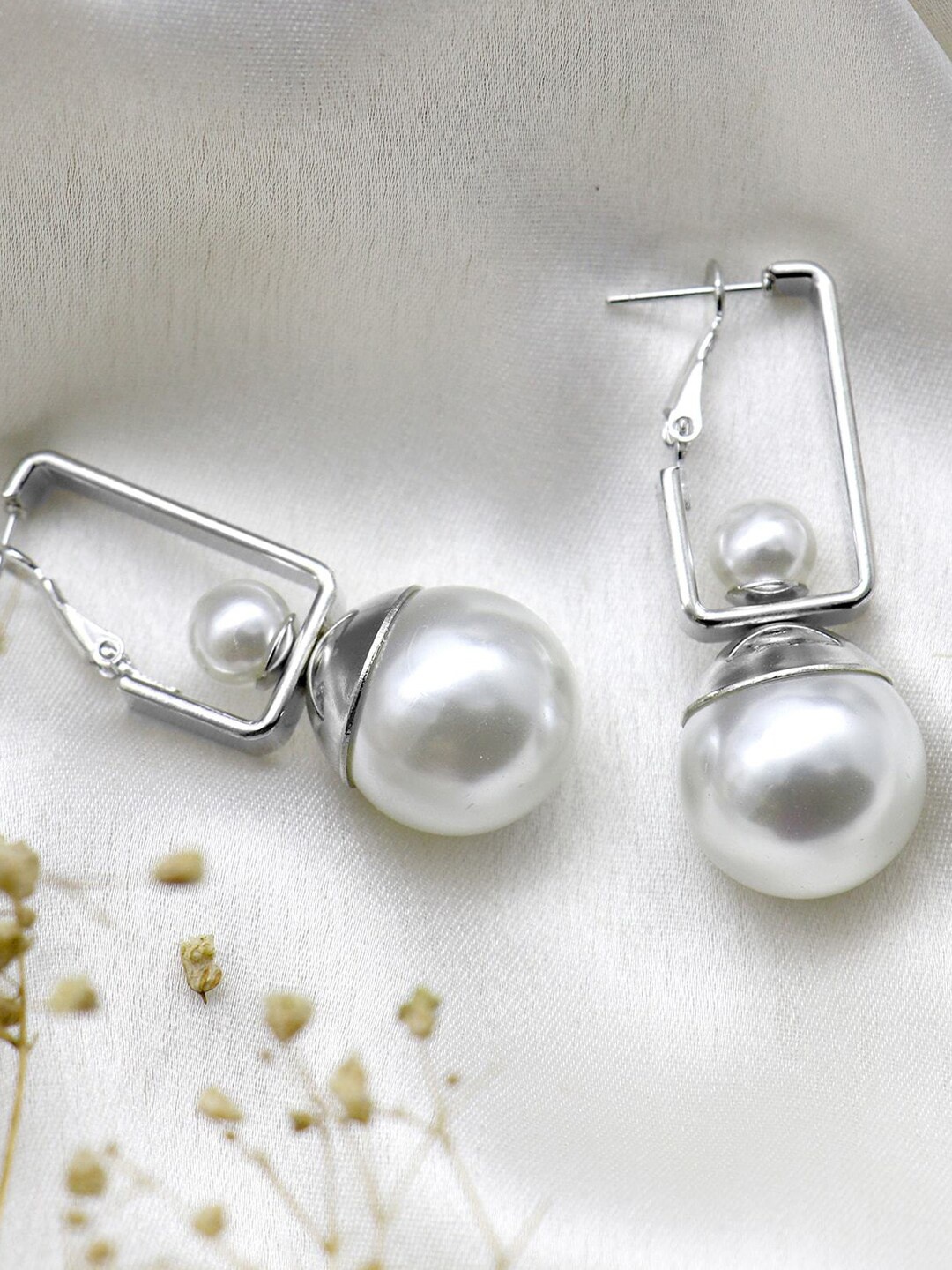 

JOKER & WITCH Silver-Toned Contemporary Drop Earrings