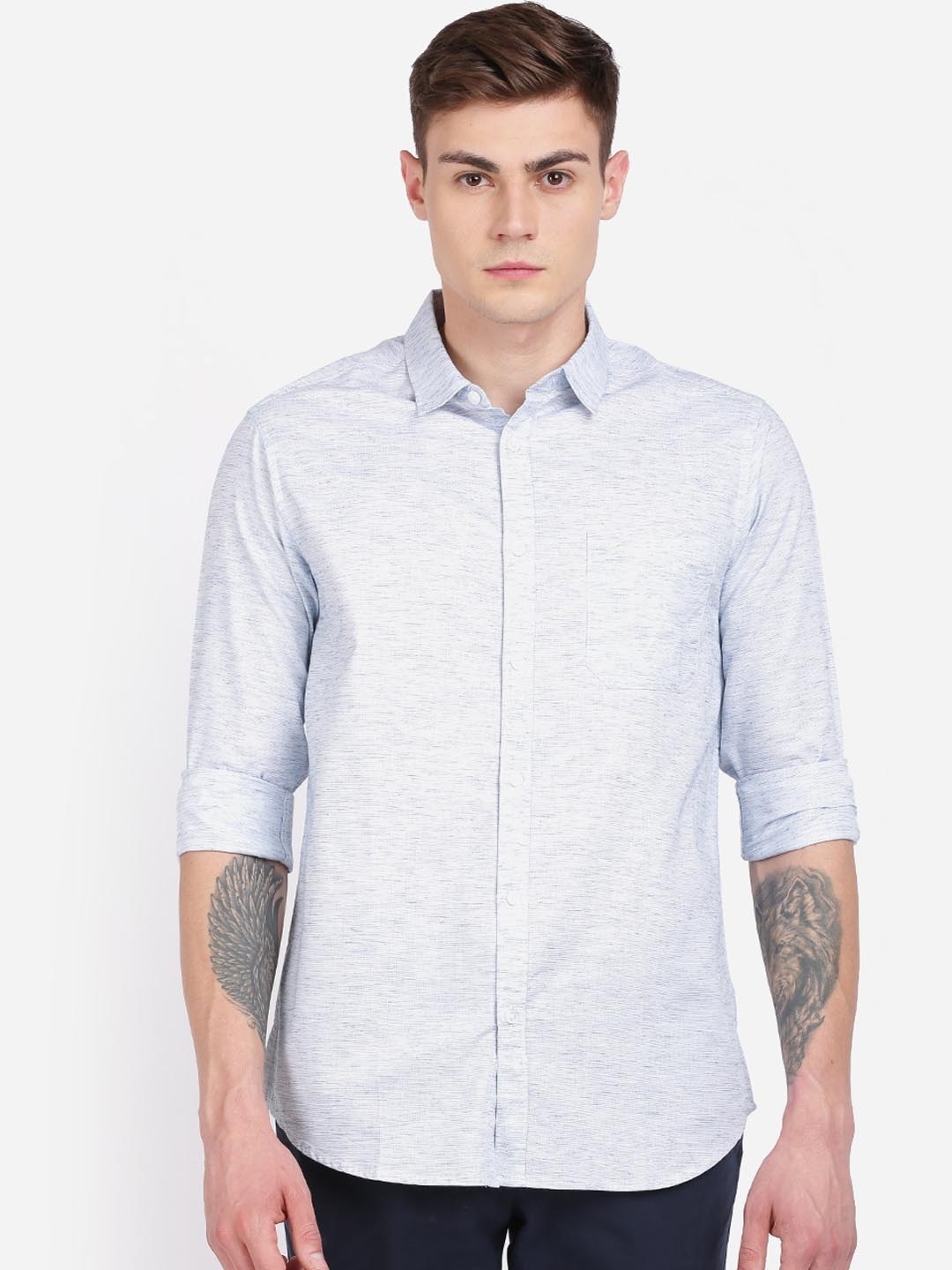 

Crocodile Men Blue Regular Fit Solid Casual Shirt