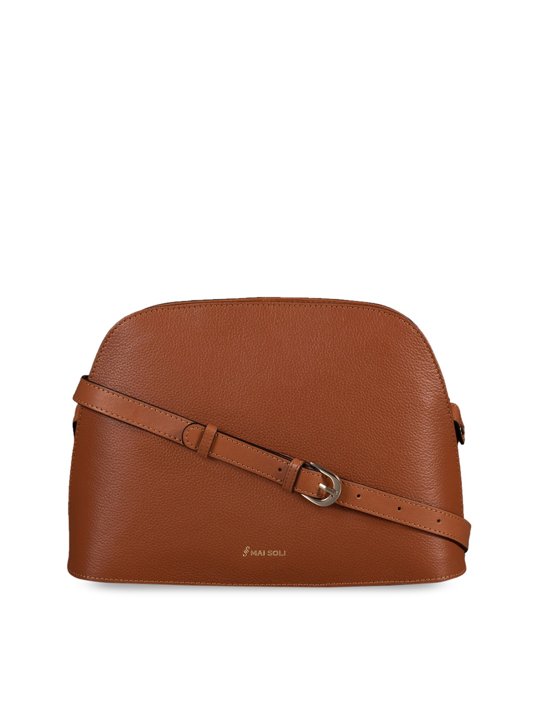 

MAI SOLI Women Tan Brown Textured Leather Sling Bag