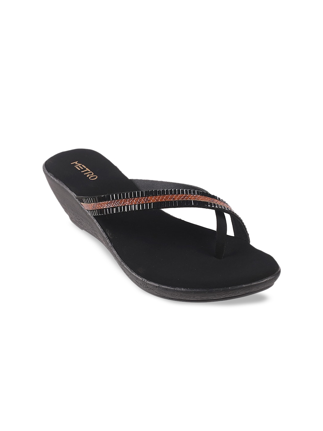 

Metro Women Black Embellished Wedges