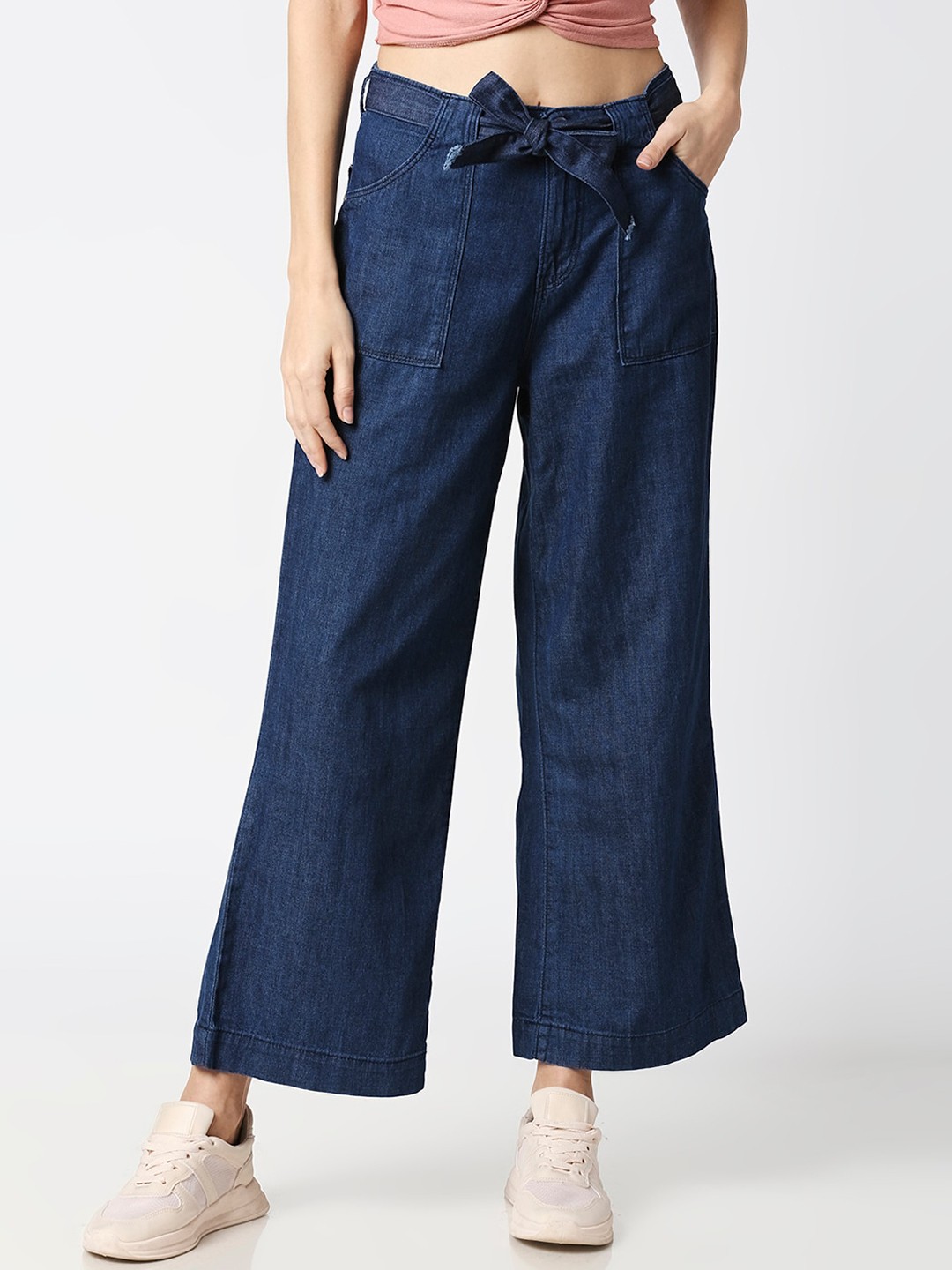 

Kraus Jeans Women Blue Wide Leg High-Rise Clean Look Jeans