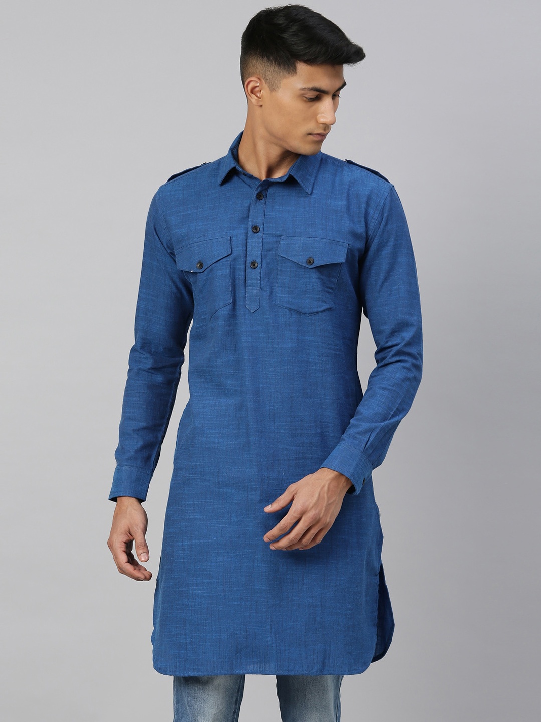 

Kryptic Men Blue Pathani Kurta