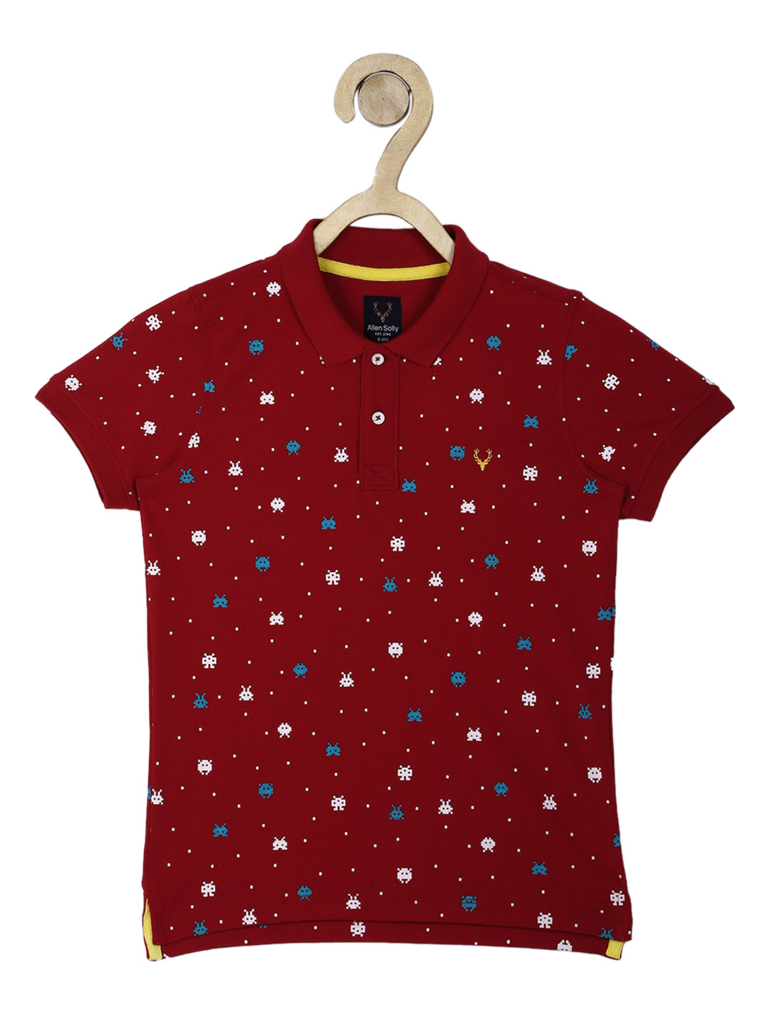 

Allen Solly Junior Boys Maroon Printed Polo Collar T-shirt