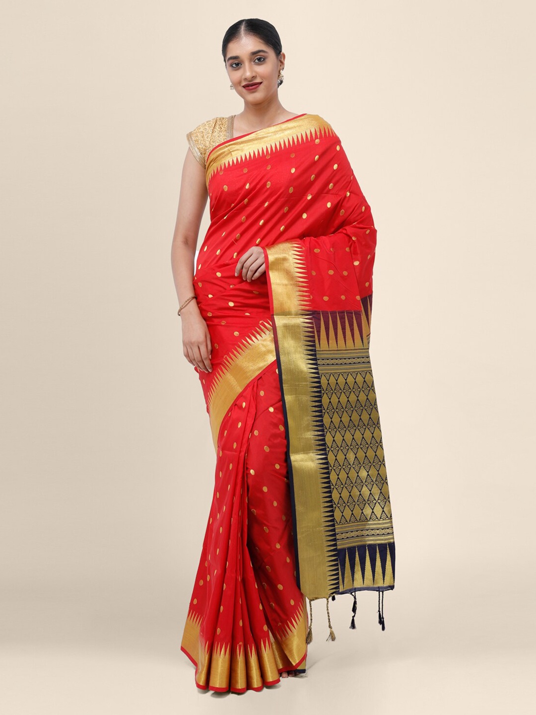 Bangalore Silk Emporium Red Woven Design Handloom Art Silk Saree