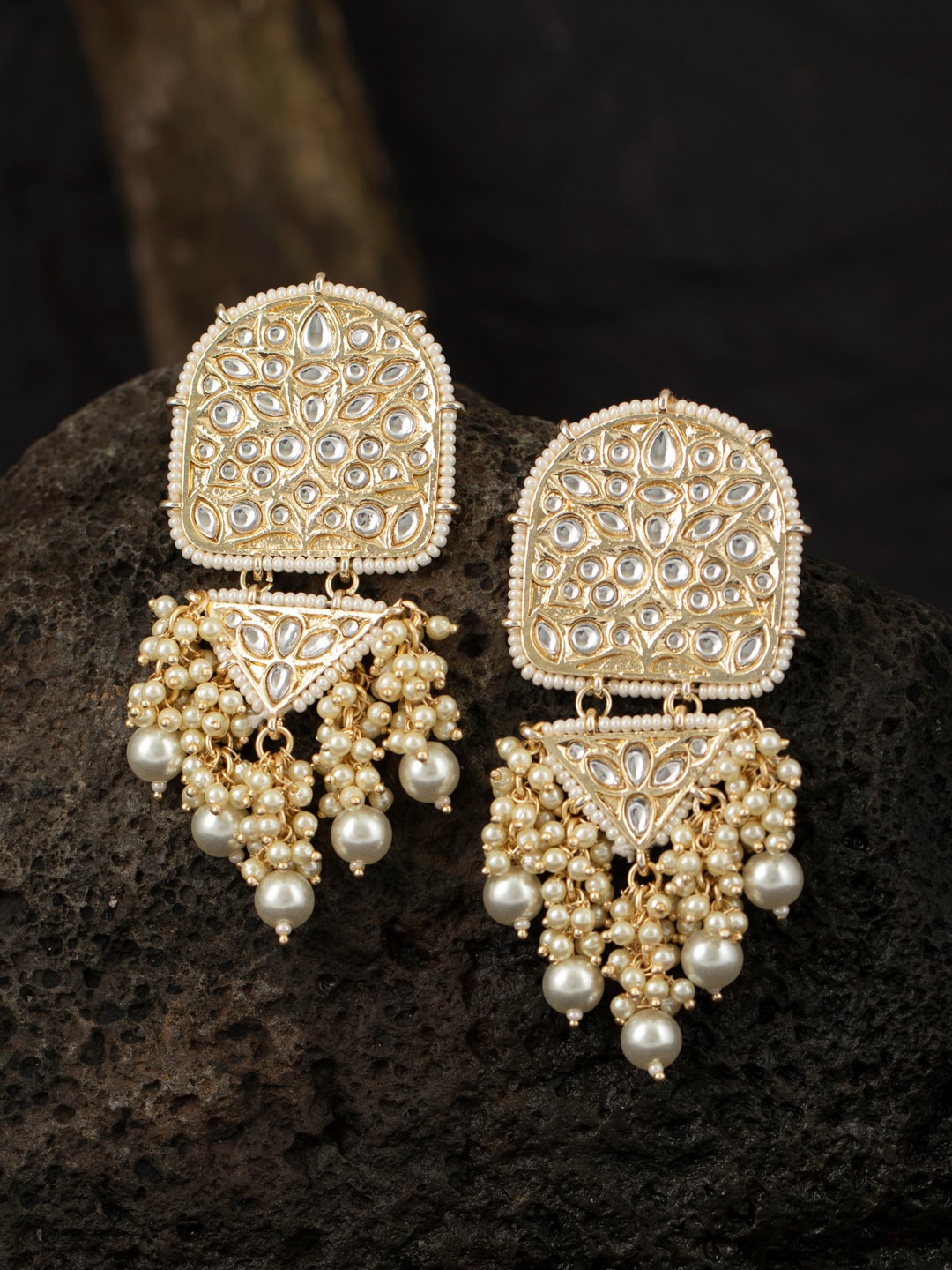 

Sukkhi Gold-Plated Kundan Contemporary Drop Earrings