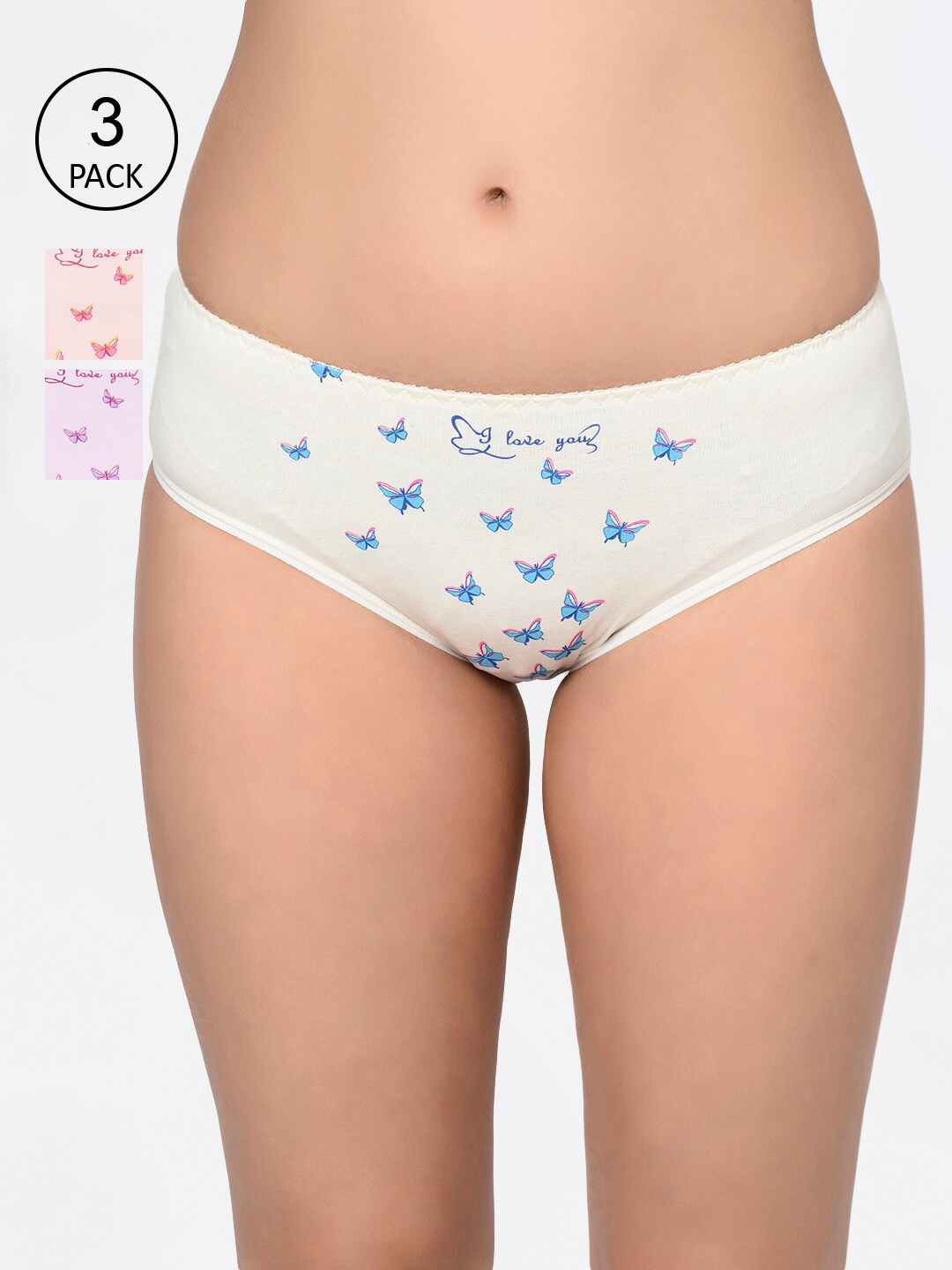 Bodycare Women Pack Of 3 Assorted Hipster Briefs-9517