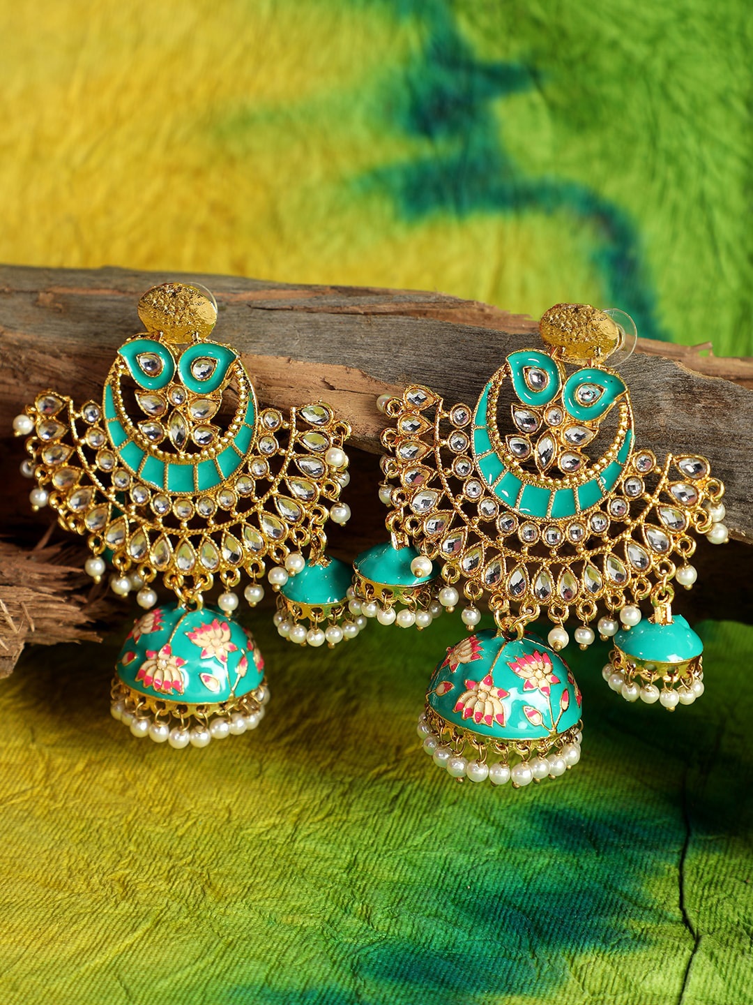 

ANIKAS CREATION Green Contemporary Jhumkas