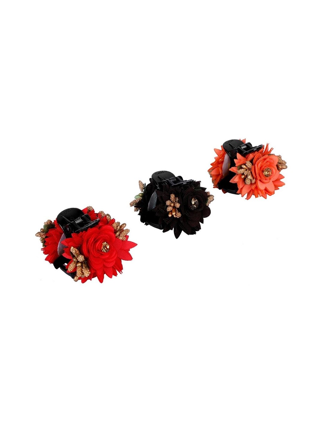 

AccessHer Red & Black Set of 3 Beaded Claw Clip