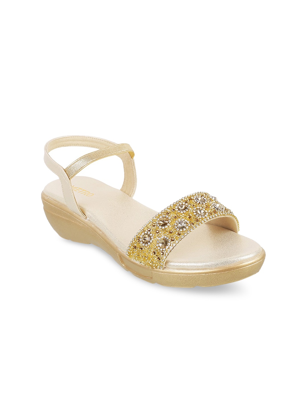 

Metro Women Gold-Toned Embellished Wedges