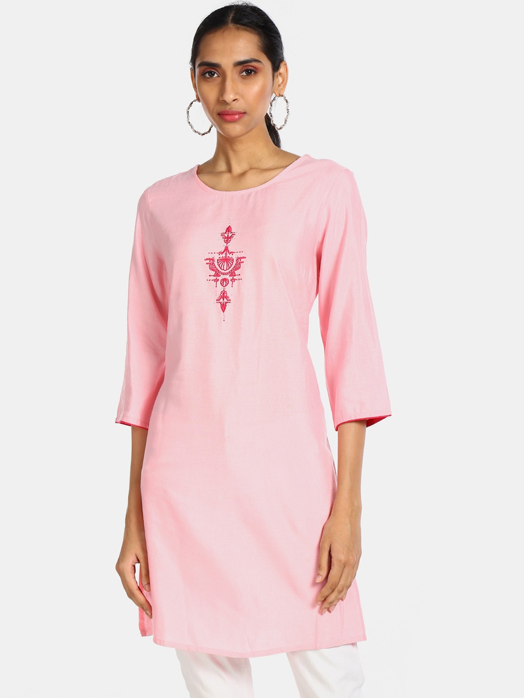 

Karigari Women Pink Thread Work Kurta